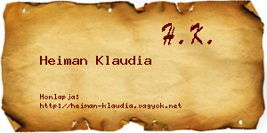 Heiman Klaudia névjegykártya